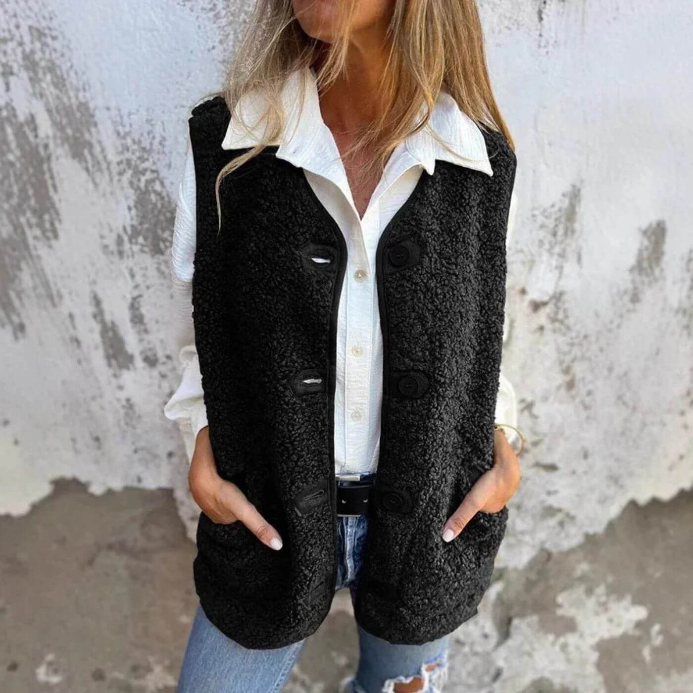 Alva™ - Vinterfleece Vest med Knappelukking
