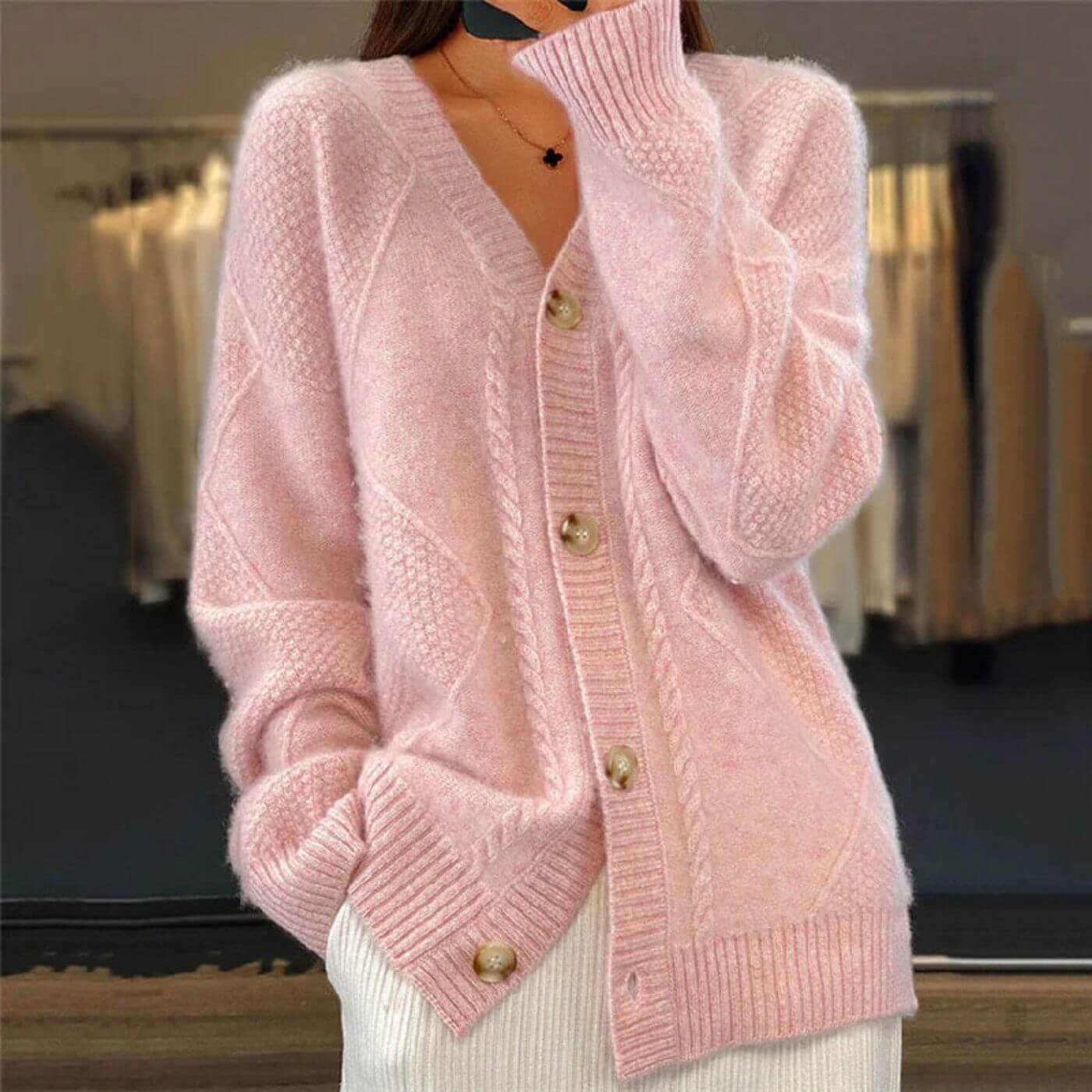 Martine™ - Koselig Strikkekardigan